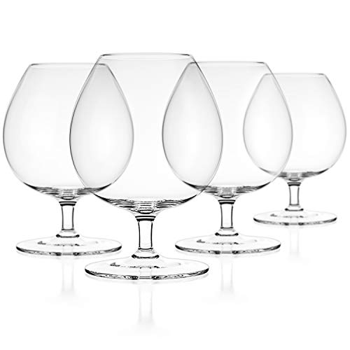 Luxbe - Brandy & Cognac Crystal Glasses Snifter, Set of 4 - Large Handcrafted - 100% Lead-Free Crystal Clear Glass - Great for Spirits Drinks - Bourbon - Wine - 25.5-ounce - Thumbnail 4