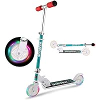YUEBO Kick Scooter for Kids with LED Light Up Wheels, Adjustable Height, Lightweight Aluminum Folding Kids Scooters 2 Wheel for Girls Boys,110lb Weight Capacity