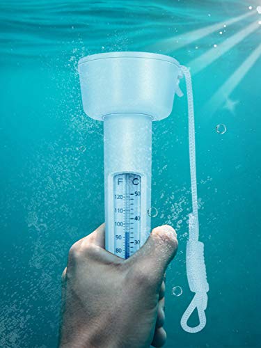 Floating Pool Thermometer,Thermometers with String Large Floating,for Outdoor & Indoor Swimming Pools, Spas, Hot Tubs, Jacuzzis & Aquariums and Fish Pond Pool Thermometer Floating Easy Read