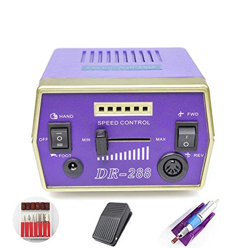 LUBANC Professional 25000rpm Electric Nail Drill File Machine Manicure Pedicure Bits Kit with Foot Pedal Nail Polisher Nail Drill Gel Art Tool for Acrylics