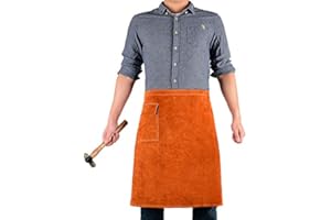 QeeLink Welding Waist Apron with Pocket 24" X 25" Leather Wasit Tools Half Aprons for Men and Women