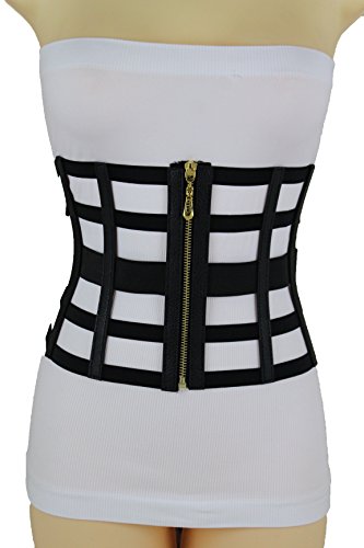 TFJ Women Fashion Extra Wide Belt High Waist Black Elastic Corset Plus L XL XXL