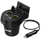 Car Charger Mount Cigarette Lighter, Costech 2 Lighter Socket Stand 3.4A Dual USB Charging Ports Outlet Splitter Cup Holder for Iphone,Samsung Galaxy,MP4,laptop,Smart phones,Cameras