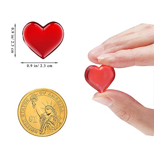 Fangoo 110 Pieces Red Acrylic Heart Flat Back Heart Gems for Valentine's Day Decorations, Vase Filler, Table Scatter Decoration, Wedding Decorations,Home Decorations(Bright Red, 8OZ)