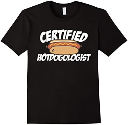 Mens Certified Hotdogologist Hot Dog T-Shirt Large Black