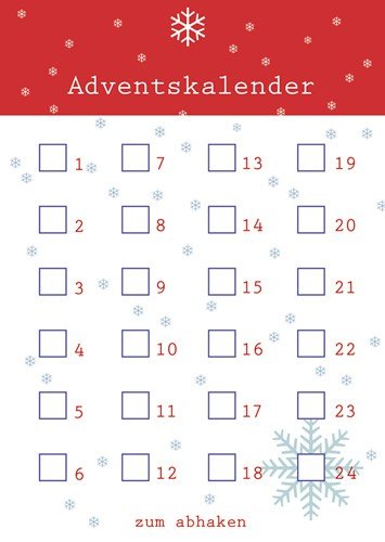 Format carte postale de noël modern times calendrier de l'avent à remplir aBHAKEN eLKE sCHILLAI © kARTENKÜCHE