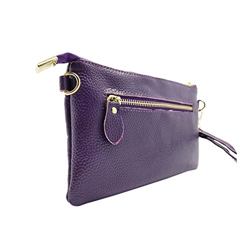 Sanxiner Leather Print Crossbody Purse Wristlet Wallet Clutch Ladies Wrist Bag (Purple)