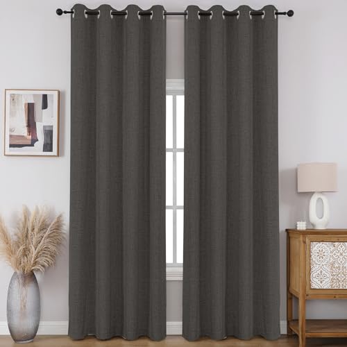 CUCRAF Total True Blackout Window Curtains,Thermal Insulated Room Darkening Drapery for Bedroom Living Room,2 Panels Set(52 x 84 inches, Grey)