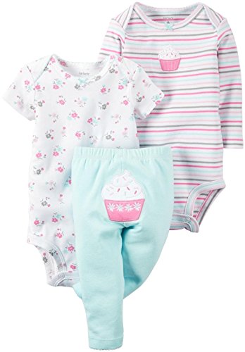 Carter's Baby Girls' 3 Piece Back Art, Pink, Newborn