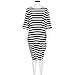 Yoyorule Fashion Striped women Plus Size Knee-length Loose O-Neck Casual Dress (2XL, Black)