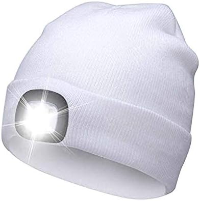 MINQISU Unisex Hands Free Headlamp Knitted Hat Cap Beanie Hat Flashlight Cap for Hunting/Camping/Jogging/Outdoor Activities