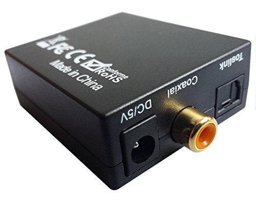 Easyday Black Digital Optical Coaxial Toslink Signal to Analog Audio Converter Adapter RCA L/R output with 3.5mm Audio Jack + Volume Control + Sampling rate + Chipset Cirrus logic