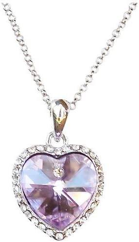 Amazon Com Necklace Light Purple Colored Crystal Heart Pendant Ricki S Lavender Heart Jewelry