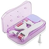 Microneedle Derma Roller Titanium Kit for Face Body Skin Hair Growth with 4 0.3mm 0.25mm Replacement Needles, Micro Needling Dermarolling Stamp Face Facial Microdermabrasion Roller