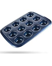 HONGBAKE Premium 12 Cup Standard Muffin Pan, Cupcake Pan For Baking, Nonstick Muffin Tray With Wide Edge - Gem Blue