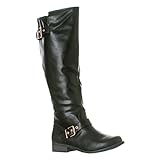 Riverberry Women's Mia Smooth Knee-High Low Heel Riding Boots