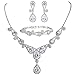 EVER FAITH Women's CZ Lots Hollow-out Teardrop Necklace Earrings Bracelet Set Silver-Tone