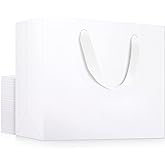 EUSOAR Exra Large Size Gift Wrap Bags, 25 Pack 16x6x12 inches White Paper Heavy Duty Bags with Handles, for Wedding, Grocery, Boutique, Retail, Business, Party Favors, Birthdays