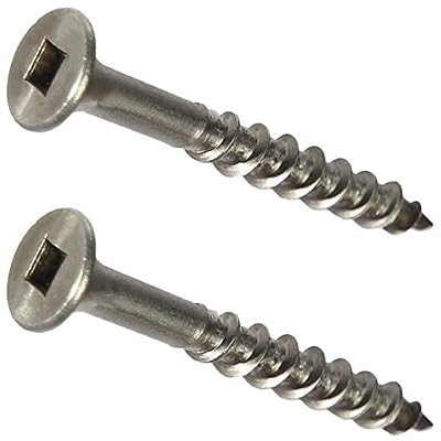 #8 x 3" Deck Screws 316 Marine Grade Stainless Steel, Square Drive, Type 17 Wood Cutting Point, Quantity 100, Size Number 8 x 3" Long