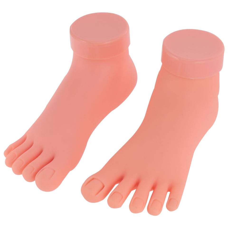 Lurrose Mannequin 2 Pcs Plastic Foot Model Tools Nail Art Practice Foot Model Soft Prosthetic Manicure Tool for Nail Art Training (Left Right) Manicure Tools