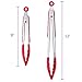Set of 2 Kitchen Tongs 9-Inch & 12-Inch, Premium Stainless Steel BPA Free Silicone Non-Stick Grilling Barbeque Cooking Locking Food Tongs, Red