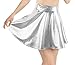 EPGU Women's Liquid Metallic Skirt Wet Look Flared Skater Skirt Dress, Silver