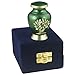 Small Keepsake Urn for Human Ashes - Mini Funeral Cremation Urn - Brass Hand Engraved - Fits a Small Amount of Cremated Remains - Display Burial at Home or Office Decor (Aria Tree of Life, Green