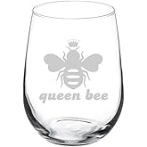 MIP Wine Glass Goblet Queen Bee (17 oz Stemless)