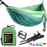 Single Eagle Camping Hammock Set - 108 x 55 in - 440 lbs load- Incl. 2 carabiners and 2 ropes - Top Rated Best Quality Lightweight Parachute Nylon 210T Camping Hammocks for Hiking, GREAT XMAS GIFT.