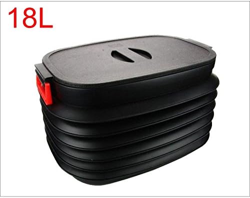 18L plastic Collapsible Car Trunk Organizer with lid car trunk bin Storage concertina bin Portable Heavy Duty car trunk box Black