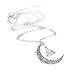 Stylish Crescent Pendant Necklace,Haluoo Girls Silver Crescent Moon Necklace Metal Hollow Moon Geometry Pendant Necklace Sterling Silver Long Sweater Chain Necklace Women Men Jewelry (Silver)thumb 1