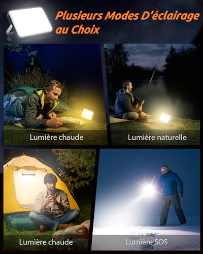 Eventek Camping Lamp 4000LM, 20000mAh Power Bank Up to 144 Hours, 4 Lighting Modes, IPX5 Waterproof Rechargeable Camping Lamp for Tent, Hurricane, Hiking, Emergency, Breakdown, Work