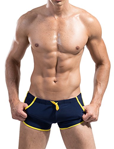 WUAMBO Men's Swimwear Tie Rope Sport Shorts,#2 Deep Blue,US M/Asia XL(Waist:32"-34") - Thumbnail 3