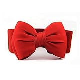 Coromose Bowknot Elastic Wide Stretch Buckle Waistband Belt for Women (Red)