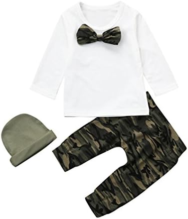 Kid Clothes Set, Christmas Hot Sale New Lovely Cute Santa 3Pcs New Toddler Baby Girls Boys Camouflage Bow Tops Pants Outfits Set Clothes by Neartime (White, 0-6M)