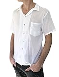 Men's White Shirt Light Weight 100% Cotton Button Shirt Hippie Beach Yoga Top