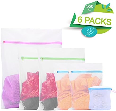 Set of 6 Mesh Laundry Wash Bags-1 Jumbo, 2 Extra Large, 2 Medium &amp; 1 Bra Wash bag for Laundry, Blouse, Hosiery, Stocking, Underwear, Bra and Lingerie, Travel Laundry Bag