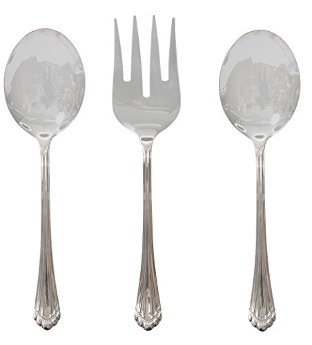 Venezia Collection Euro 75-Piece Flatware Set, Silverware Cutlery Dining Service for 12, Premium 18/10 Surgical Stainless Steel, Hostess Serving Set w/Wood Flatware Chest