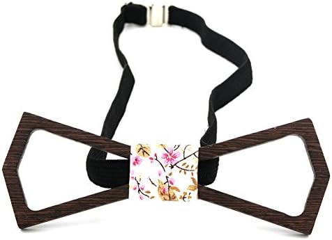 SAMBAN Fashion Creative Wood Bow Tie Pre Tie Handmade Bowtie Necktie Men's Gift(Flower)