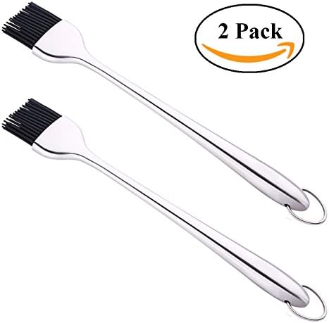 2 Set of Silicone Basting Pastry Brushes by Sunkuka-12” Stainless Steel Handle-Great for the BBQ/Grilling/Baking