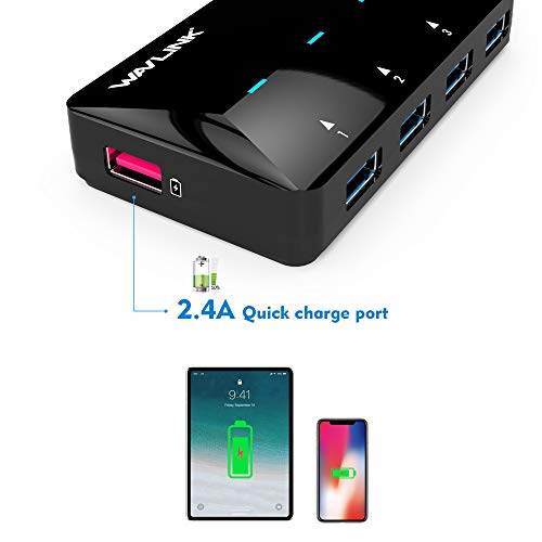USB Powered Charging Hub,Wavlink USB Hub with 4 USB 3.0 Data Ports and