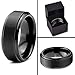 Charming Jewelers Tungsten Wedding Band Ring 8mm Men Women Comfort Fit Black Grey Step Bevel Edge Brushed Polished