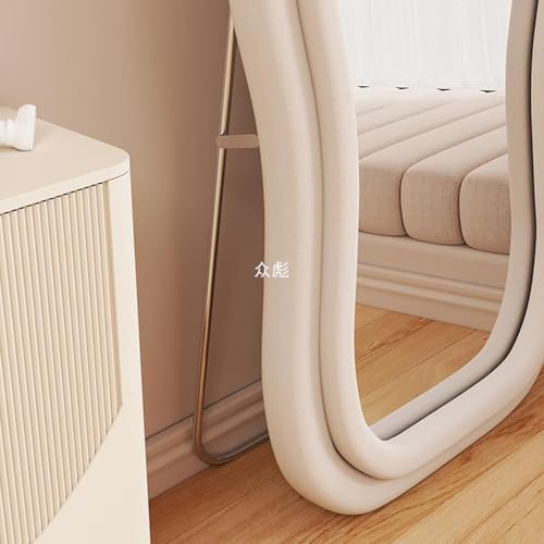 Full Length Mirror, HD Floor Standing Rounded, Wall Mount with Wooden Frame, Living Room Entrance Dressing Clothes Mirror (Style-M3)
