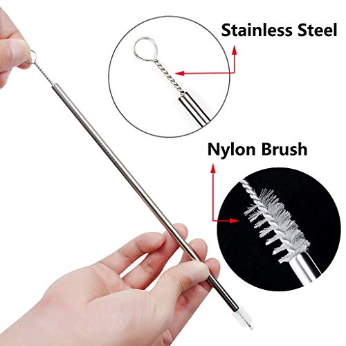 Drinking Straw Cleaning Brushes Set, 9.45 Inches Pipe Tube Cleaner Nylon Bristles Stainless Steel Handle - Set of 10