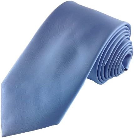 Mens Necktie Set Solid Light Baby Blue Tie with Pocket Square