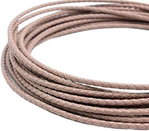 AaaZee 5 Yards 3mm Leather Bolo Cord for Necklace Bracelet Making Woven Braided Leather Strap for Jewelry Beading Walnut