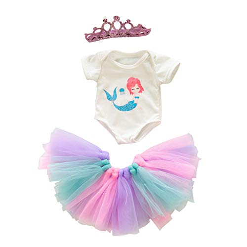 Fiaya Easter Cute Tutu Skirt+Headdress+ Short Sleeve T-Shirt Girl Toy for 18 inch Doll Accessory Gril's Dolls (Multicolor)