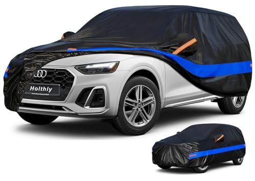 Car Cover, Holthly 10 Layers, Breathable, The Outer Car Cover Provides Protection Against Wind, Water and UV Rays. Suitable for Audi Q5, BMW X3 and Other Vehicle Models