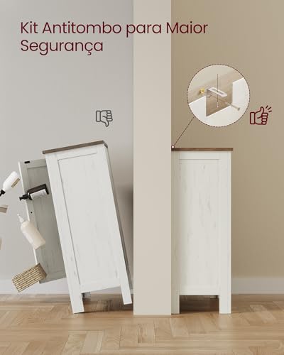 VASAGLE Armário de Armazenamento Organizador Independente | Gabinete de Banheiro Estilo Fazenda com 1 Porta, Porta de Celeiro, Prateleira Ajustável, LIRY Coleção, BRBBK753W01