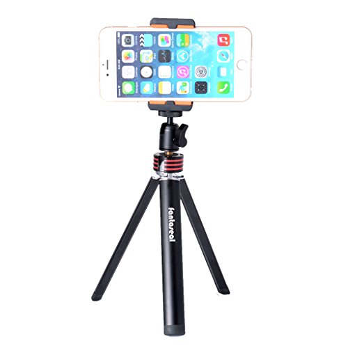 2-in-1 DSLR Camera + Smartphone Mini Tripod Aluminum Alloy Table Desk Tripod Outdoor Travel Portable Tripod Stand Holder Compatible with iPhone 7/6 Huawei + Canon Nikon Camera/Comcorder Selfie Tripod